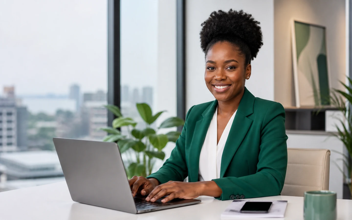African business owner managing her company with ApXute